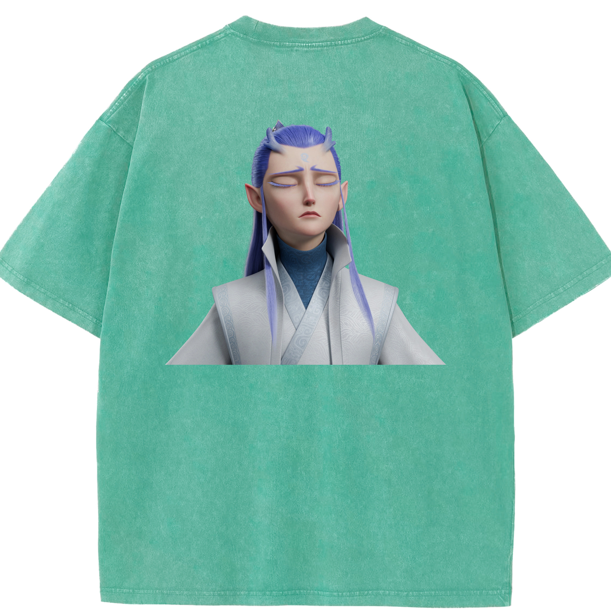 （画像用） Ne Zha 2 ナタ 魔童の大暴れ 綿100% ヴィンテージ風 半袖Tシャツ（背面プリント）